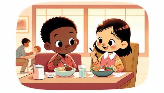 Enjoying Our Meal at the Restaurant - Social Story
